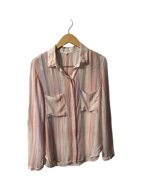Bella Dahl Pastel Stripe Button Down Rayon Blouse Medium